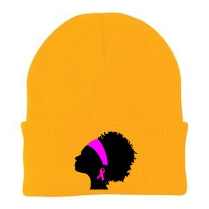 Afro Breast Cancer Awareness Knit Cap Winter Beanie