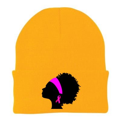 Afro Breast Cancer Awareness Knit Cap Winter Beanie