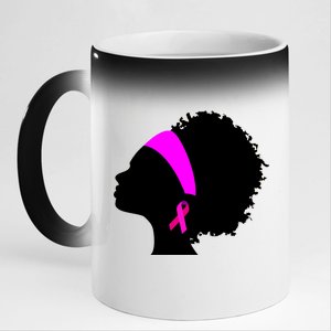 Afro Breast Cancer Awareness 11oz Black Color Changing Mug