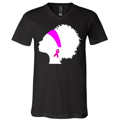 Afro Breast Cancer Awareness V-Neck T-Shirt