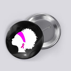 Afro Breast Cancer Awareness Button