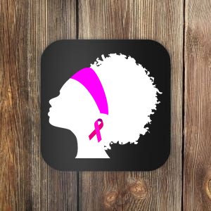 Afro Breast Cancer Awareness Coaster