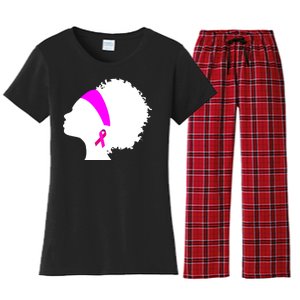 Afro Breast Cancer Awareness Women's Flannel Pajama Set