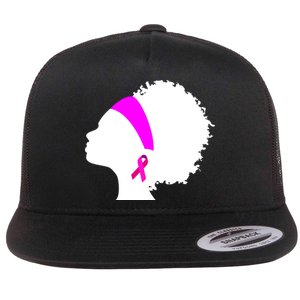 Afro Breast Cancer Awareness Flat Bill Trucker Hat