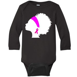 Afro Breast Cancer Awareness Baby Long Sleeve Bodysuit