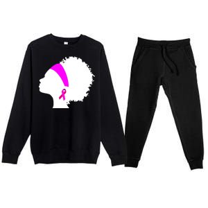 Afro Breast Cancer Awareness Premium Crewneck Sweatsuit Set