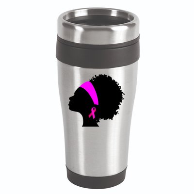 Afro Breast Cancer Awareness 16oz Travel Tumbler