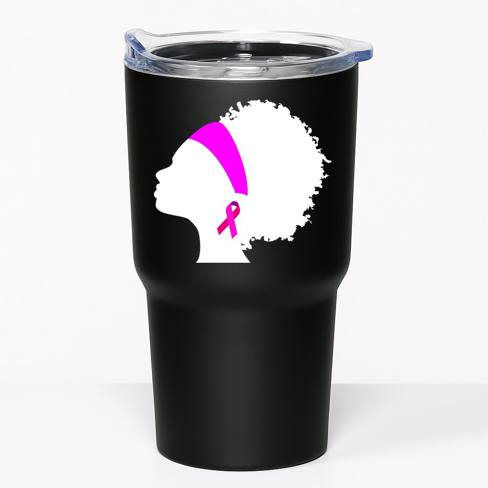 Afro Breast Cancer Awareness Tumbler