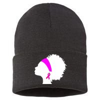 Afro Breast Cancer Awareness Sustainable Knit Beanie