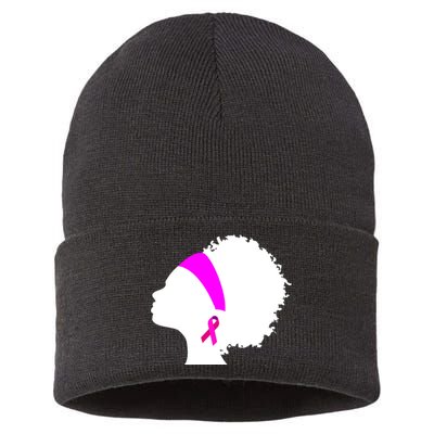 Afro Breast Cancer Awareness Sustainable Knit Beanie