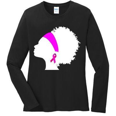 Afro Breast Cancer Awareness Ladies Long Sleeve Shirt