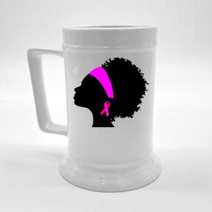 Afro Breast Cancer Awareness Beer Stein