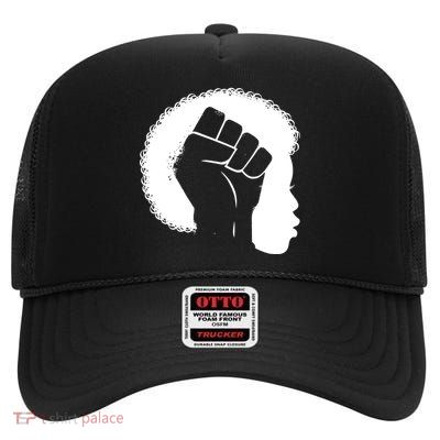 Afro Fist Womens Rights High Crown Mesh Back Trucker Hat
