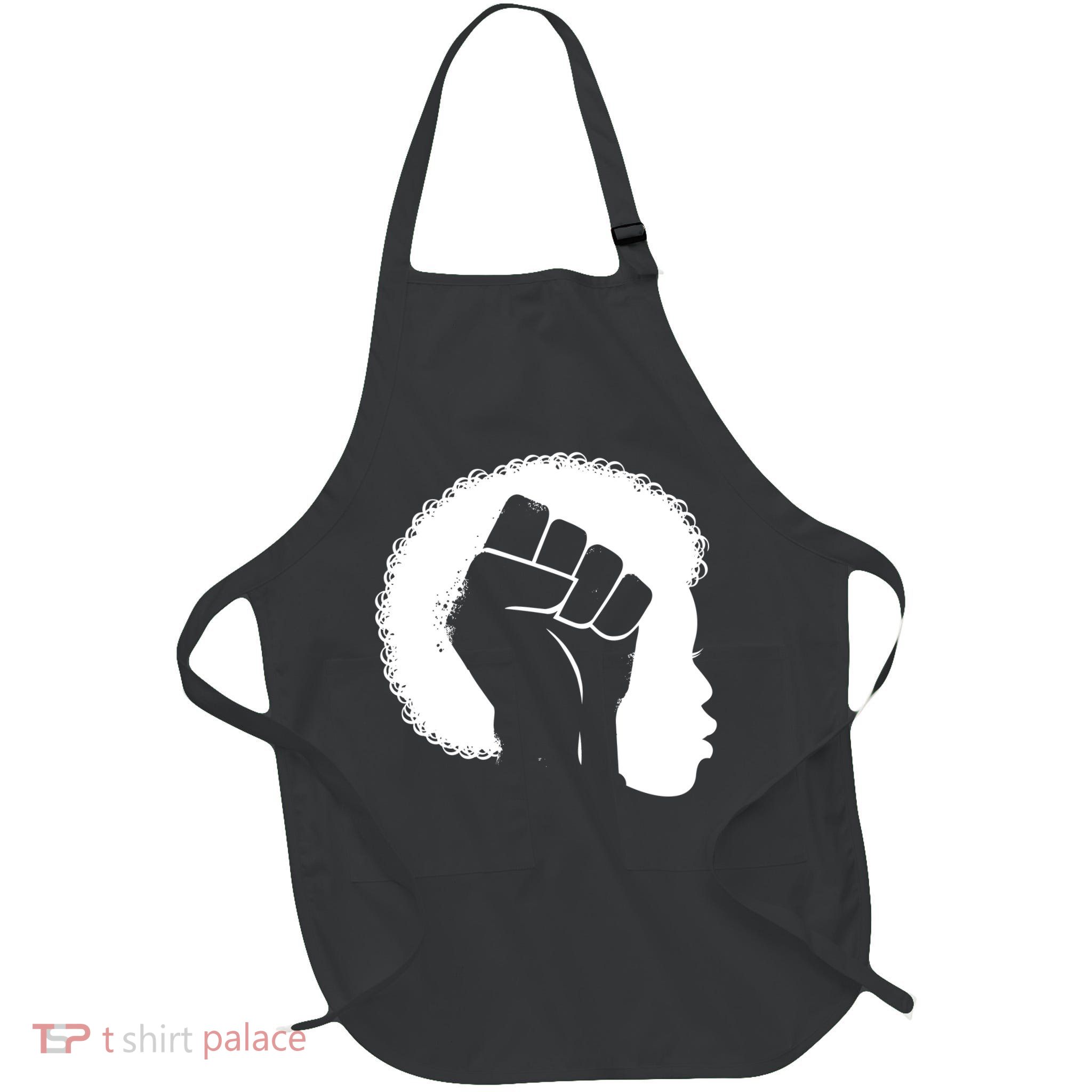 Afro Fist Womens Rights Full-Length Apron With Pockets