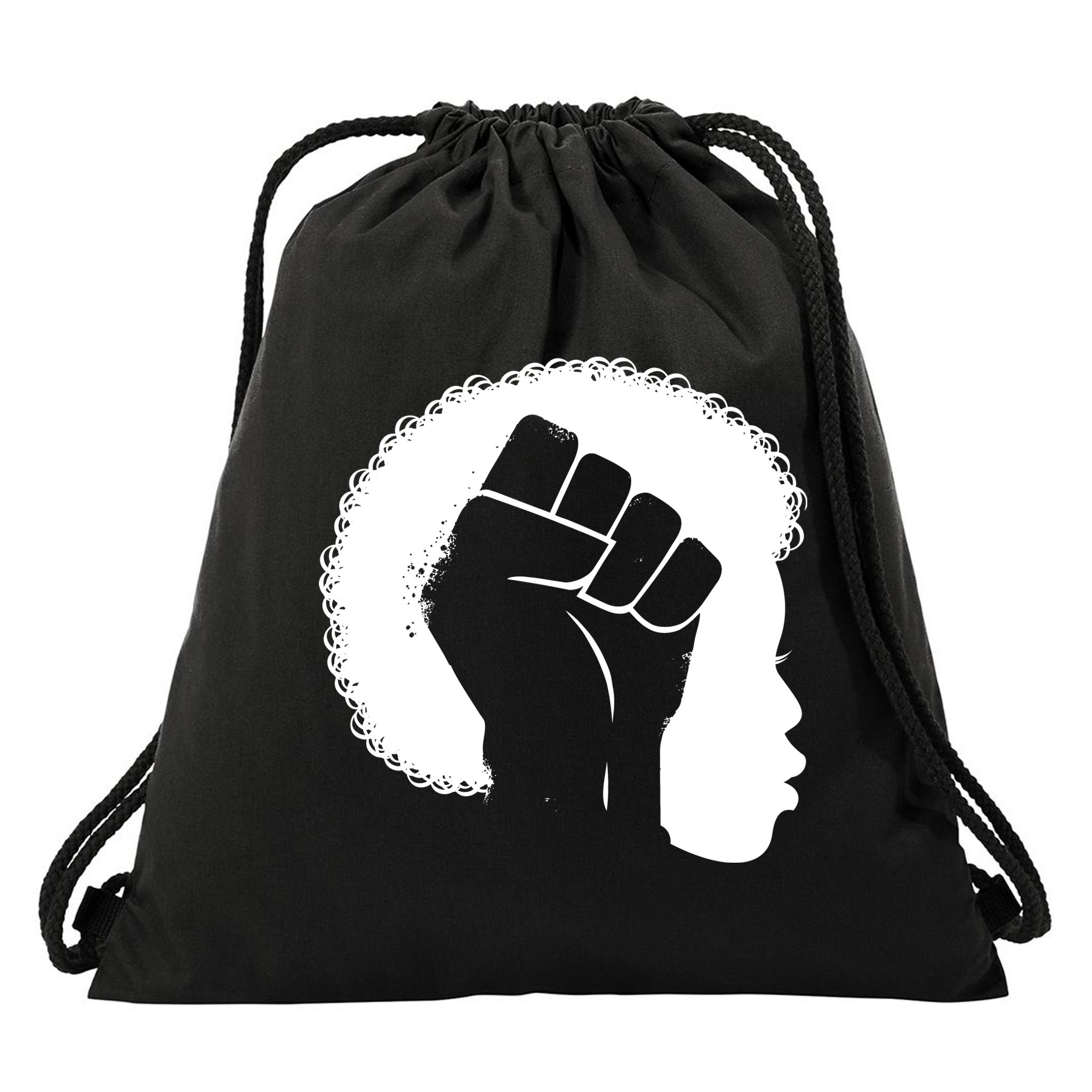 Afro Fist Womens Rights Drawstring Bag