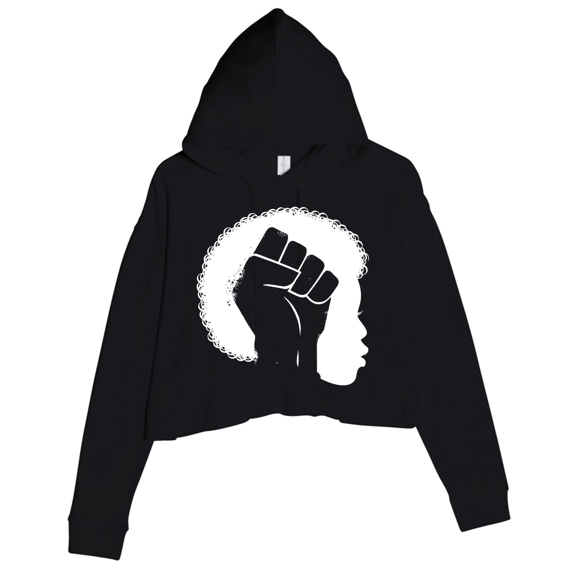 Afro Fist Womens Rights Crop Fleece Hoodie