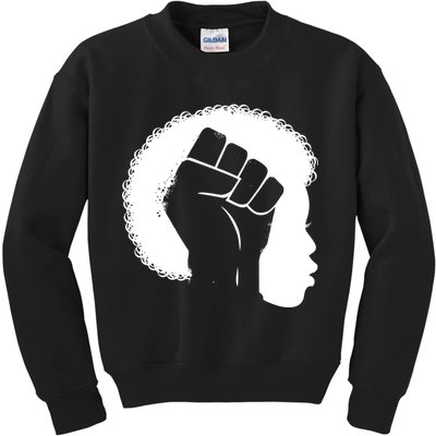Afro Fist Womens Rights Kids Sweatshirt