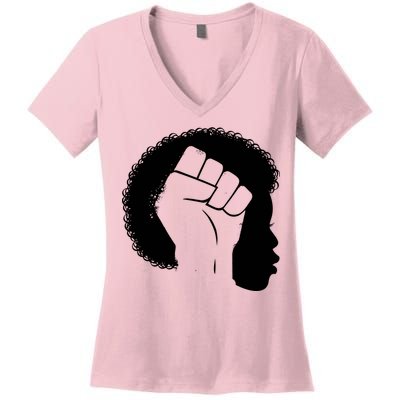 Afro Fist Womens Rights Women's V-Neck T-Shirt
