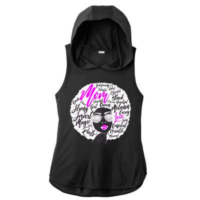 Afro Mom Strong Roots Ladies PosiCharge Tri-Blend Wicking Draft Hoodie Tank