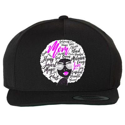 Afro Mom Strong Roots Wool Snapback Cap