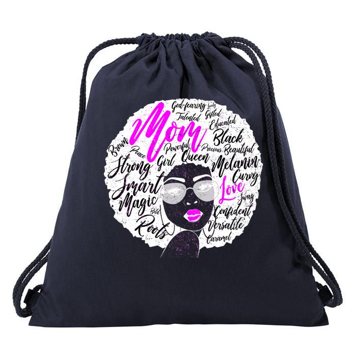 Afro Mom Strong Roots Drawstring Bag