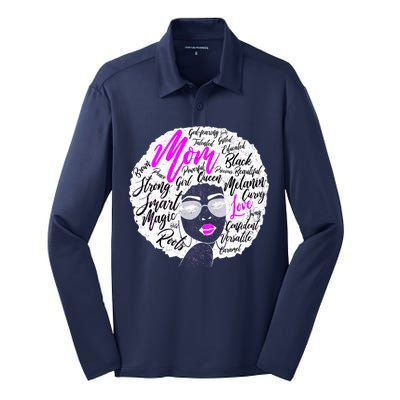 Afro Mom Strong Roots Silk Touch Performance Long Sleeve Polo