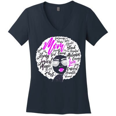 Afro Mom Strong Roots Women's V-Neck T-Shirt