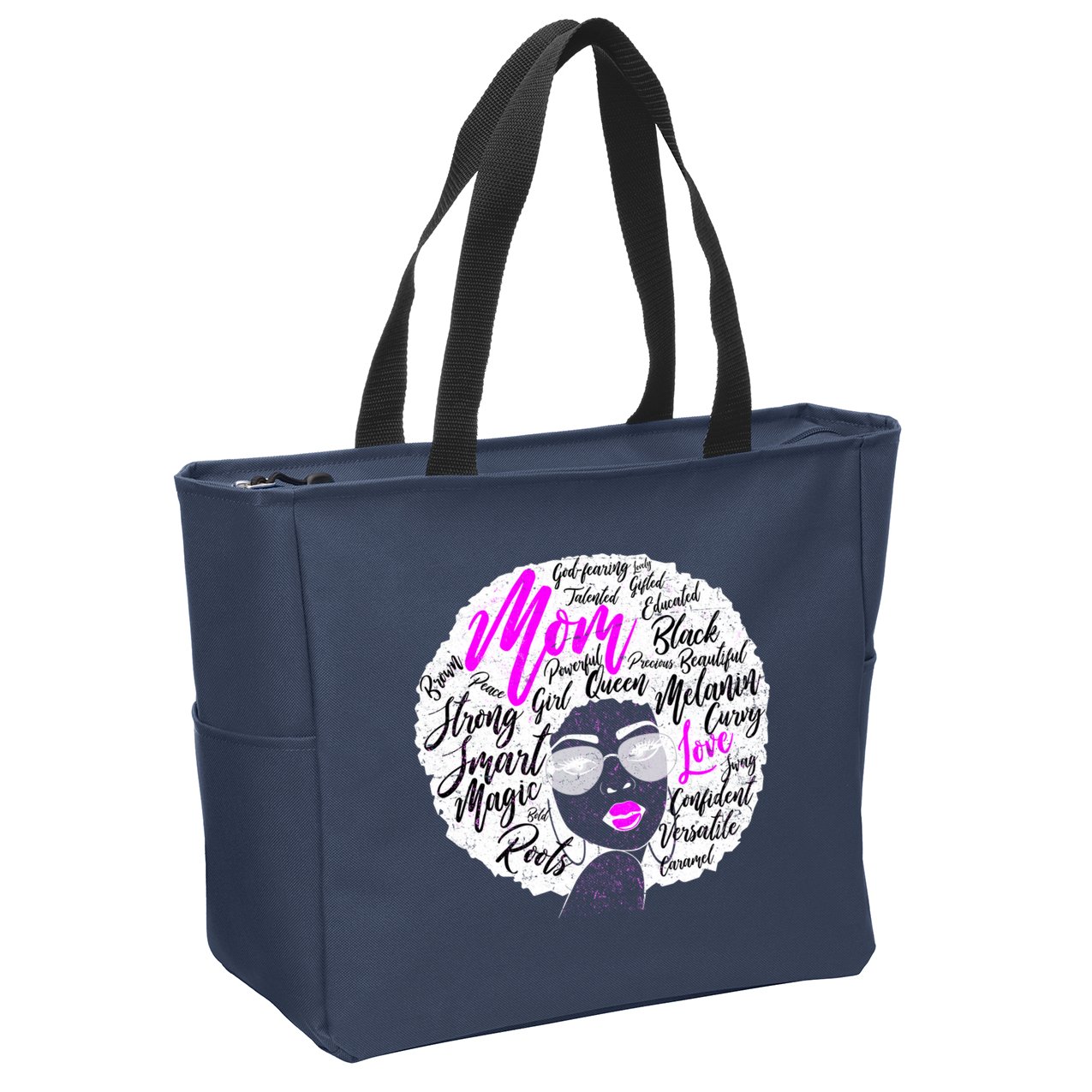 Afro Mom Strong Roots Zip Tote Bag