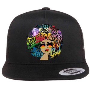 Afro Proud Black Woman Dashiki Melanin Flat Bill Trucker Hat