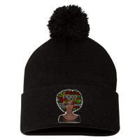 Afro word art Pom Pom 12in Knit Beanie