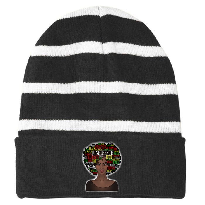 Afro word art Striped Beanie with Solid Band