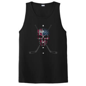 American Flag Skull Hockey Hockey Gift PosiCharge Competitor Tank