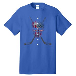 American Flag Skull Hockey Hockey Gift Tall T-Shirt