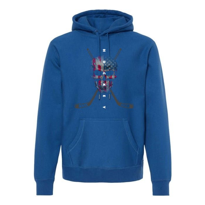 American Flag Skull Hockey Hockey Gift Premium Hoodie