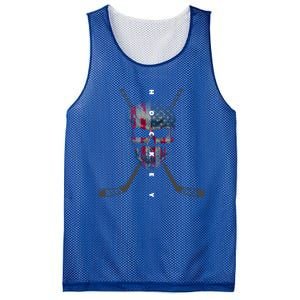 American Flag Skull Hockey Hockey Gift Mesh Reversible Basketball Jersey Tank