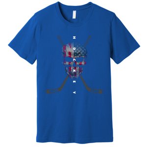 American Flag Skull Hockey Hockey Gift Premium T-Shirt