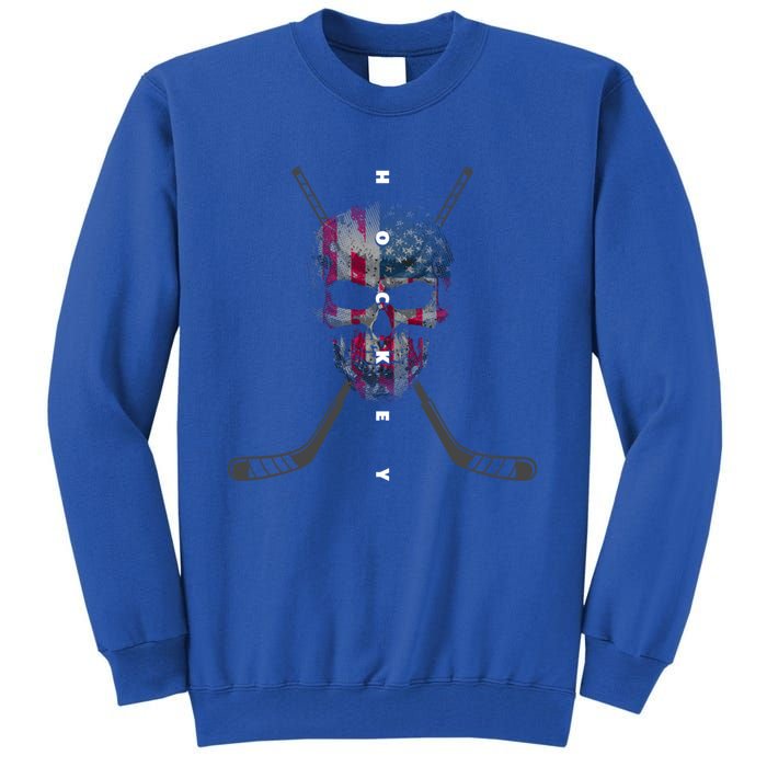 American Flag Skull Hockey Hockey Gift Tall Sweatshirt