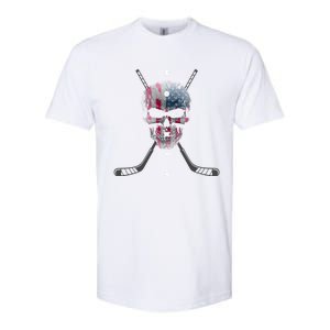 American Flag Skull Hockey Hockey Gift Softstyle CVC T-Shirt