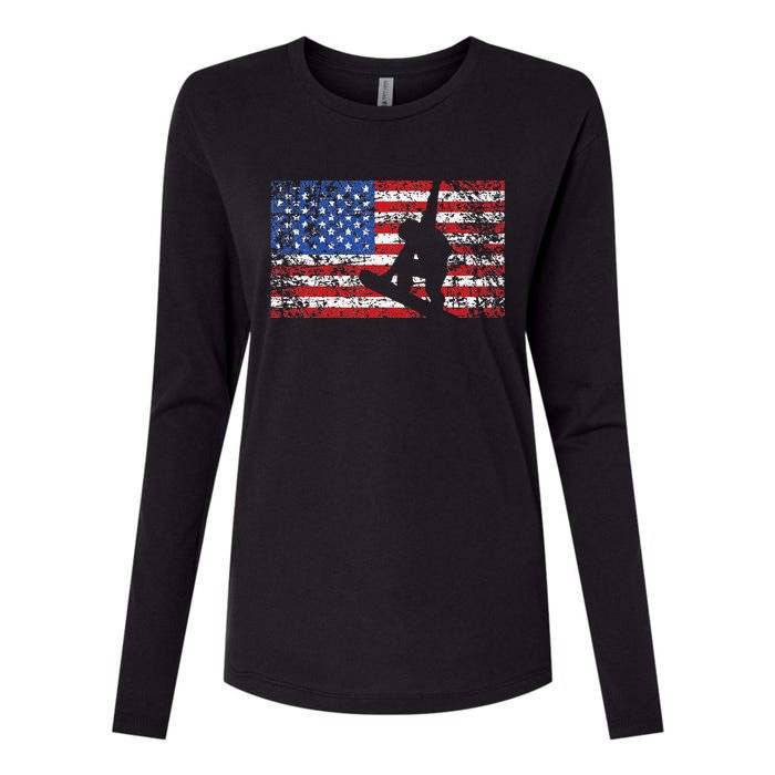 American Flag Snowboarding USA Gift Snowboard Team Womens Cotton Relaxed Long Sleeve T-Shirt