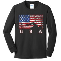 American Flag Swimming USA Swim Team Pool Kids Long Sleeve Shirt