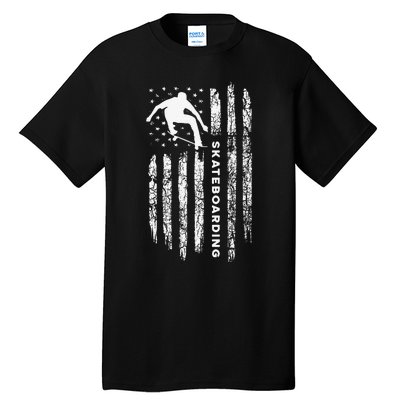 American Flag Skateboard Vintage Skateboarding Tall T-Shirt