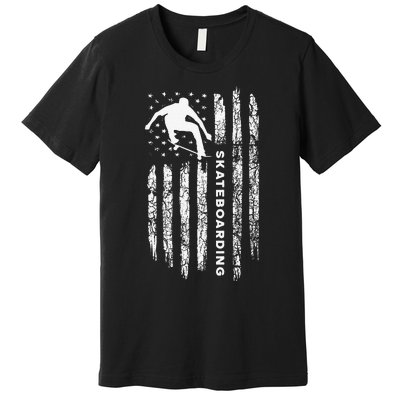 American Flag Skateboard Vintage Skateboarding Premium T-Shirt