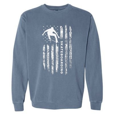 American Flag Skateboard Vintage Skateboarding Garment-Dyed Sweatshirt