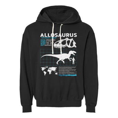 Allosaurus Fact Sheet Dinosaur Facts Garment-Dyed Fleece Hoodie