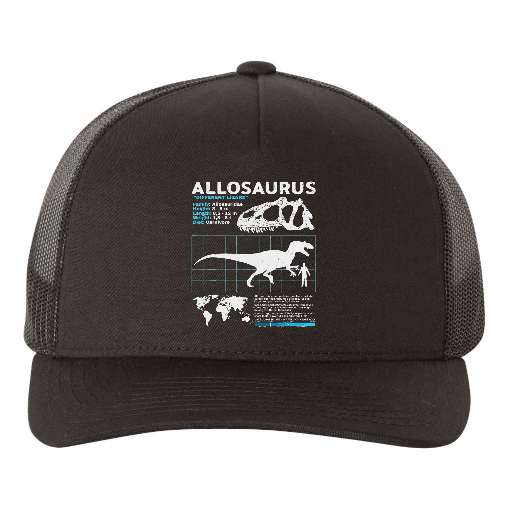 Allosaurus Fact Sheet Dinosaur Facts Yupoong Adult 5-Panel Trucker Hat