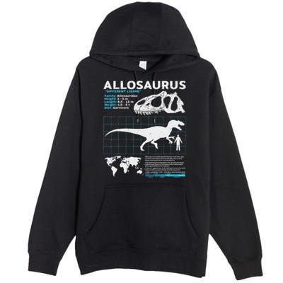 Allosaurus Fact Sheet Dinosaur Facts Premium Pullover Hoodie