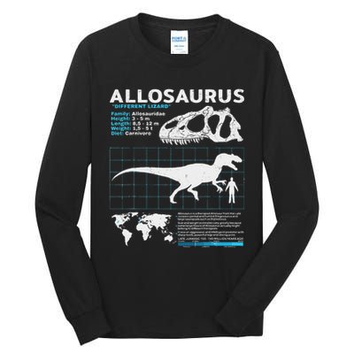 Allosaurus Fact Sheet Dinosaur Facts Tall Long Sleeve T-Shirt