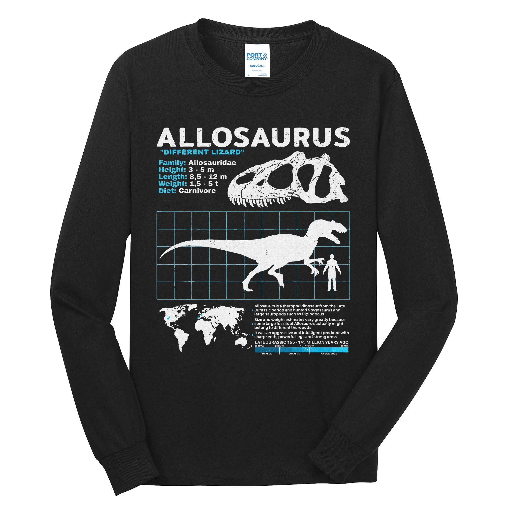 Allosaurus Fact Sheet Dinosaur Facts Tall Long Sleeve T-Shirt