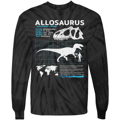 Allosaurus Fact Sheet Dinosaur Facts Tie-Dye Long Sleeve Shirt