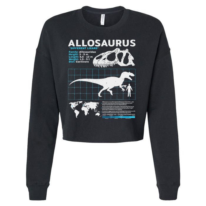 Allosaurus Fact Sheet Dinosaur Facts Cropped Pullover Crew